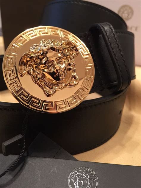 Authentic Mens Versace Belt Black With Gold Medallion Buckle 95cm