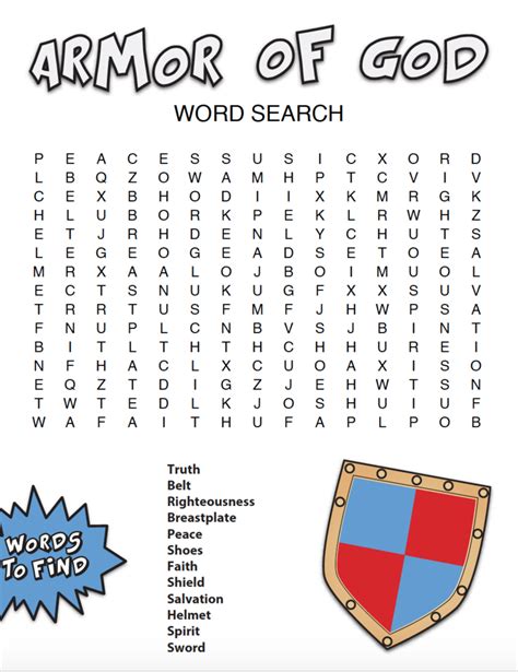 Armor Of God Bible Word Search Bible Activities For Kids
