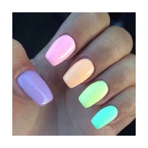 Pastel Rainbow Nails Liked On Polyvore Featuring Beauty Products Nail