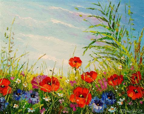 Summer Field Of Flowers Painting By Olha Darchuk Saatchi Art