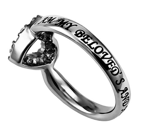 Psalm 139 Beloved Heart Ring Bible Verse Stainless Steel With Cz