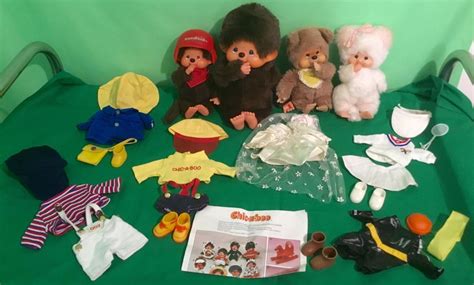 Lot Vintage 1974 Sekiguchi Monchhichi Chicaboo Outfits Toby Bear Minka Cat Antique