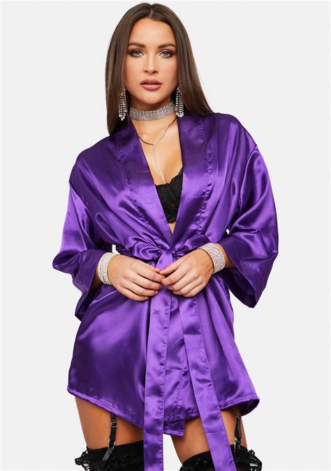 Short Satin Robe Purple Dolls Kill
