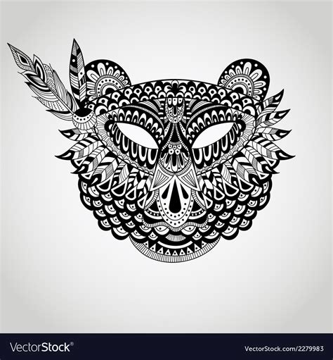 american indian mask of a bea royalty free vector image