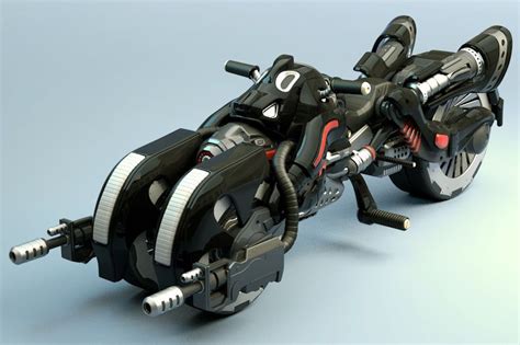 Armed Bike 3d Model Futuristic Motorcycle Futuristic Cars Concept