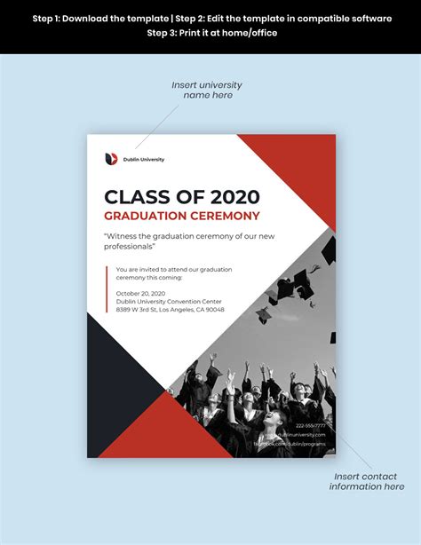 University Graduation Announcement Flyer Template In Word Publisher