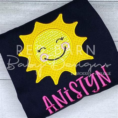 Sunshine Embroidery Design Sun Applique Summer Machine Etsy