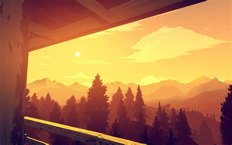 Firewatch Tower Sunset Abstract Landscapes Creative Artwork Forest