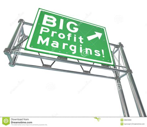 Big Profit Margins Freeway Road Sign Increase Net Stock Illustration