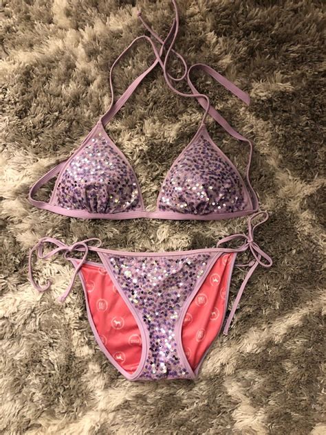 Super Cute Bikini All Sparkles From Vs Very Gently Worn Like New Size Large Top And Bottom