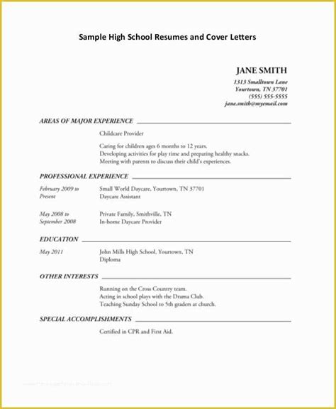Resume Templates Free For High School Students Of 10 High School