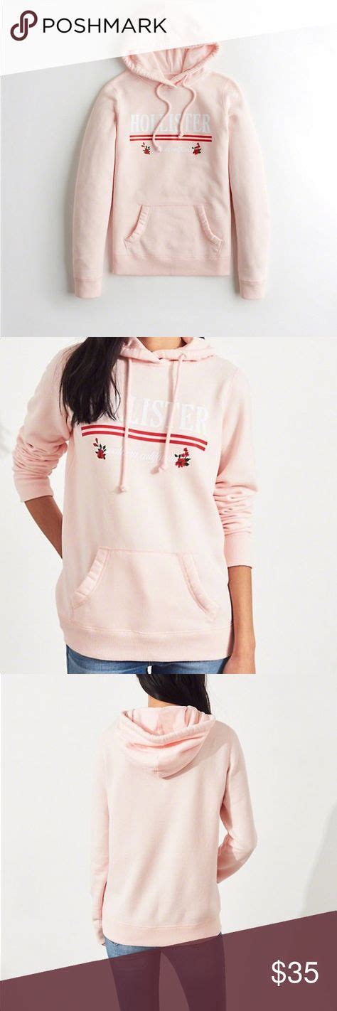 New Hollister Hoodie With Tags Size Small Light Pink Print Floral Logo