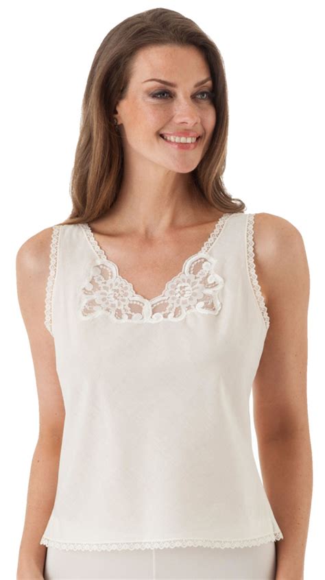 Womens Camisoles With Lace Cotton And Nylon Wide Strap Camisoles