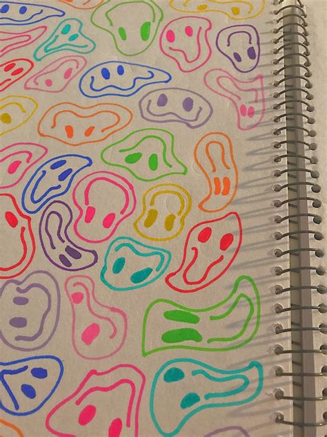 Squiggly Smiley Faces 🍄🐛🧚‍♀️ Easy Doodles Drawings Diy Canvas Art