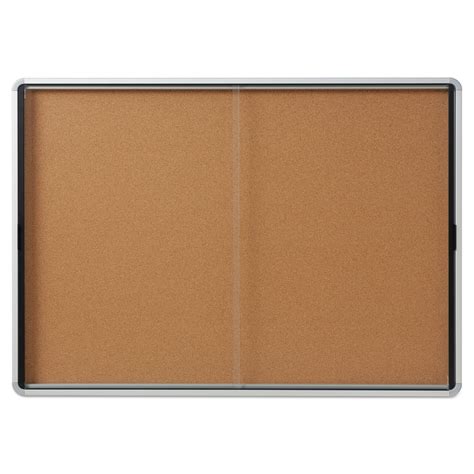 Enclosed Indoor Cork Bulletin Board W Sliding Glass Doors By Quartet® Qrteisc3956