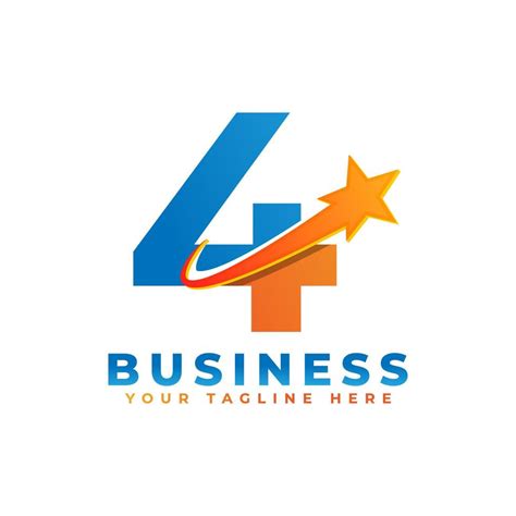 Number 4 With Star Swoosh Logo Design Suitable For Start Up Logistic
