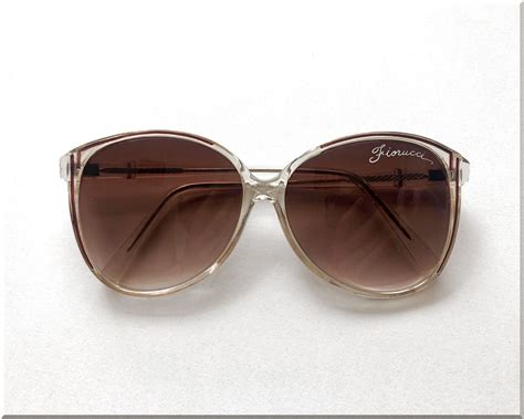 Vintage Brown Gradient Lenses Clear Frames Sunglasses Eyewear Etsy