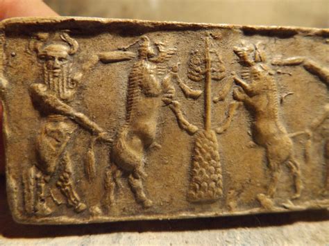 Gilgamesh And Bull Man Akkadian Cylinder Seal Impression Mesopotamian