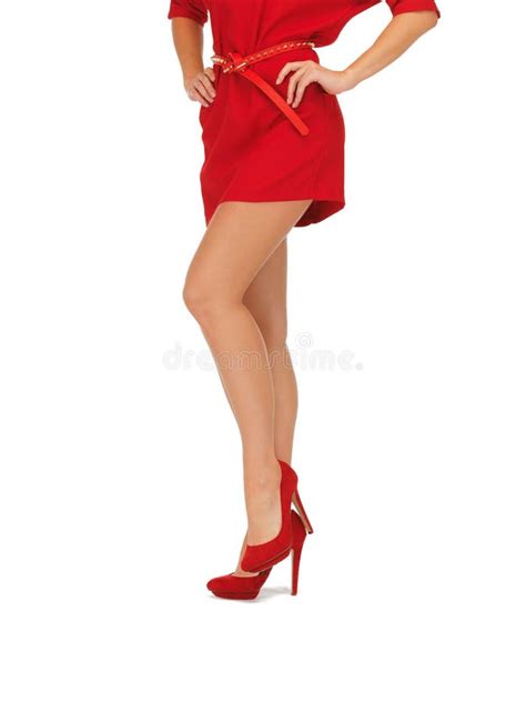 Picture Of Woman In Red Dress On High Heels Stock Photo Image Of