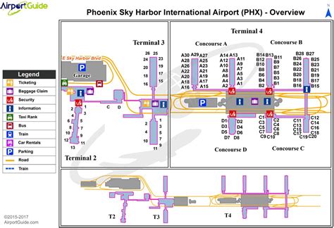 Sky Harbor Terminal Map Sky Harbor Airport Terminal Map Arizona Usa