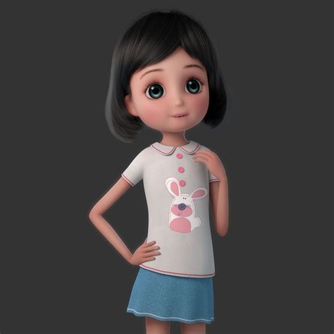 Cartoon Girl Rigged By 3dcartoon You Can Buy This 3d Model For 99 On Cgtrader