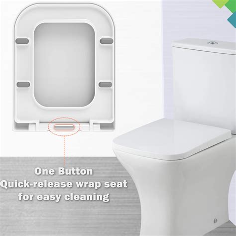 MASS DYNAMIC Square Toilet Seat Soft Close Toilet Seat White With Quick Release Top Fix