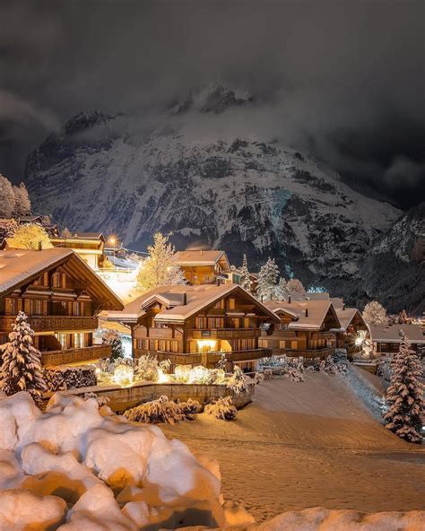 Enchanting Night Grindelwald Switzerland Photo By Sassychris1 Pretty