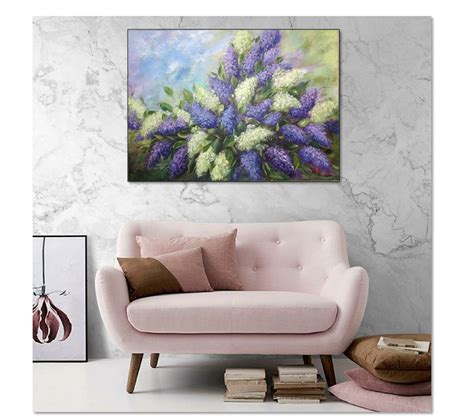 Flowers Painting Lilac Acrylic Painting Lilac Wall Art Floral Etsy