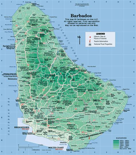 Road Map Of Barbados Island