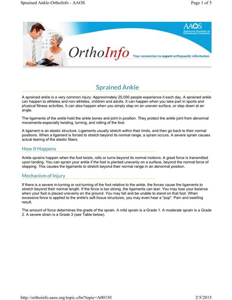 Sprained Ankle Orthoinfo Aaos Page 1 Of 5 Docslib