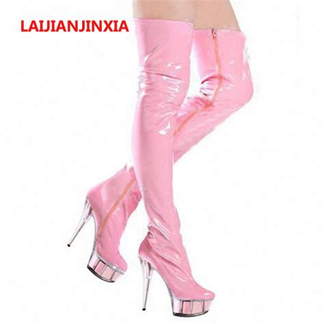 Laijianjinxia Women Sexy 15cm High Heel Over The Knee Boots Pu Leather