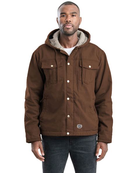 Berne Mens Vintage Washed Sherpa Lined Hooded Jacket Alphabroder