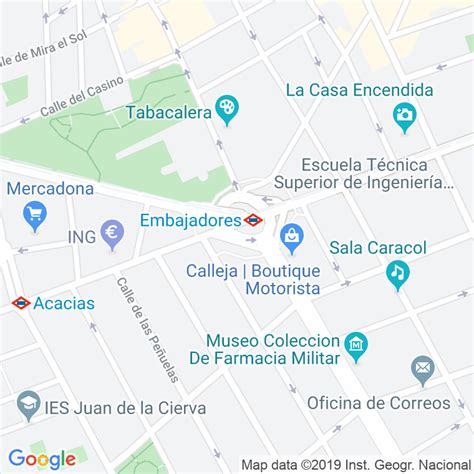 Está rodeado de árboles y ocupa un espacio ajardinado muy agradable para disfrutar de su carta de comida y bebida. Código Postal calle Embajadores, glorieta (Impares Del 1 ...