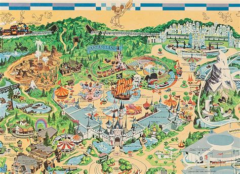 Disneyland Vintage 1970s Map Illustration Walt Disney Etsy