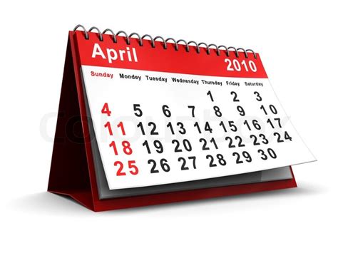 3d Illustration Of April 2010 Desktop Calendar Stock Photo Colourbox