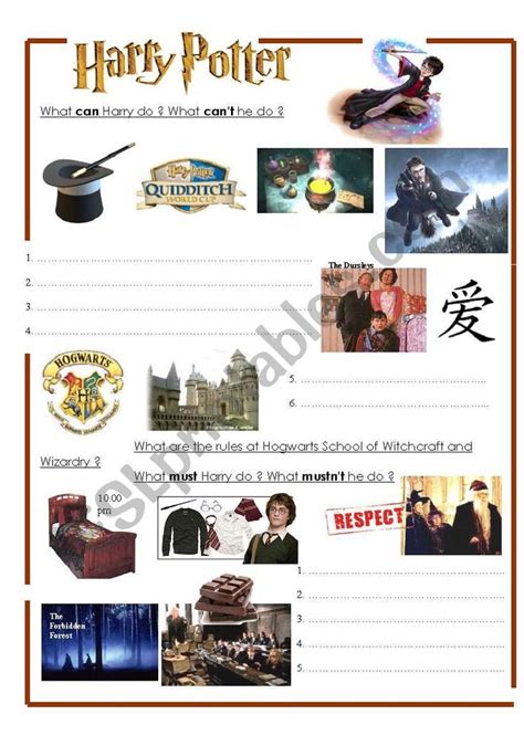 Harry Potter Worksheet Harry Potter Harry Potter