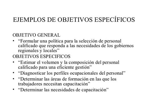 Ejemplos Objetivos Generales Y Especificos De Una Investigacion