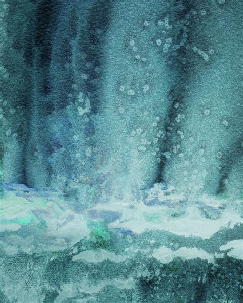 Teal Blue Abstract Sea Watercolor Painting By Irina Sztukowski