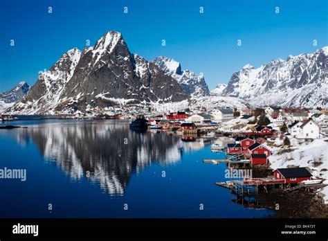 Lofoten Islands View Of Village Of Reine In Moskenes In In Norway In