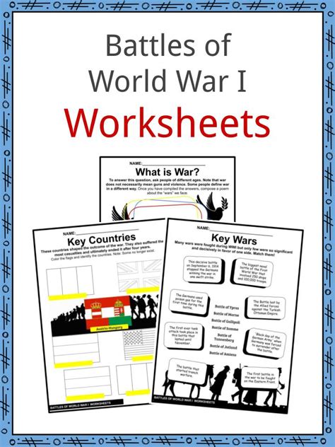 Free Printable World War 1 Worksheets Printable Templates