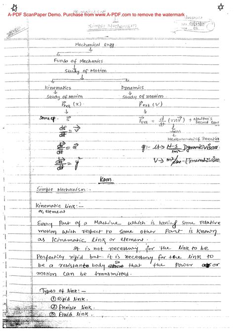 Solution Theory Of Mechanics 4 Tom Mechanical Engineering Handwritten