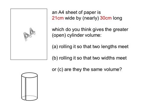 Median Don Steward Mathematics Teaching Cylinder From An A4 Sheet