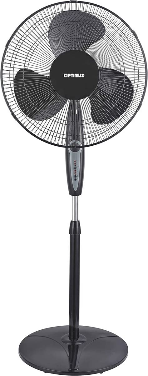Optimus 16 Inch Oscillating Stand Fan With Remote Control Black