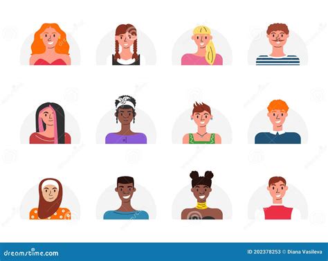 Big Bundle Of Different People Avatars Set Of Male And Female
