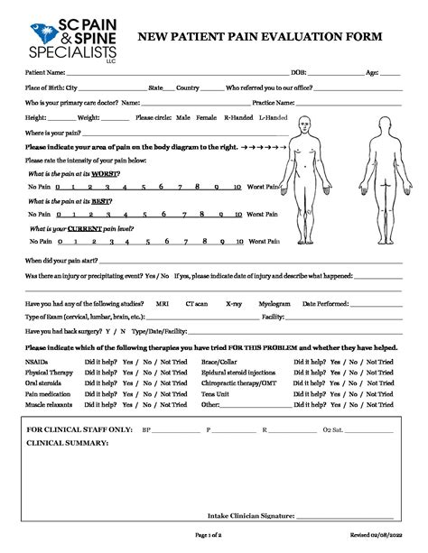New Patient Paperwork Packet 03172022 Sc Pain And Spine Specialists