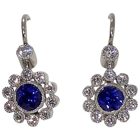 Tiffany And Co Sapphire Diamond Platinum Earrings At 1stdibs