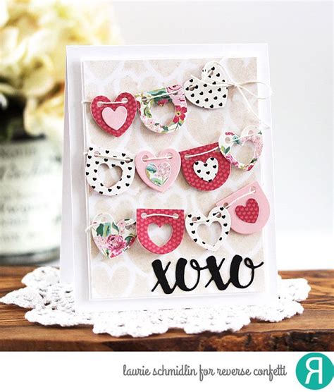 Is this your first heart? Card by Laurie Schmidlin (010817) [Reverse Confetti (dies) Heart Banners, XOXO Hearts; (stencil ...