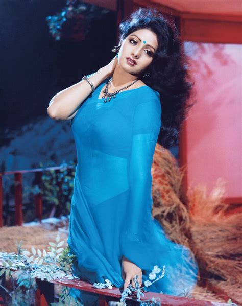 Sridevi Sridevis Iconic Monochrome Blue Sari Mr Indias Defining Look