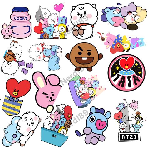 50 Pcs Cute Bt21 Sticker Pack Kpop Stars Bts Waterproof Etsy