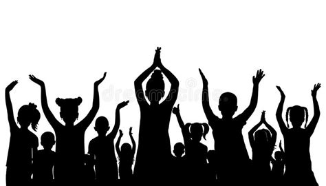 Happy Children Crowd Silhouettecheerful Kids On Party Holiday And